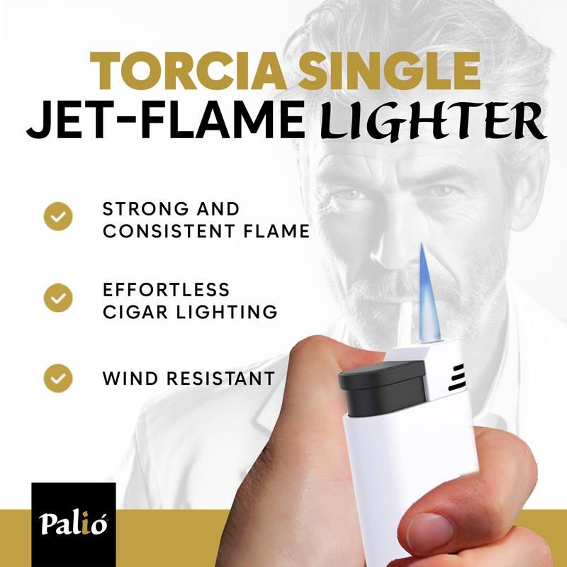 Palió Torcia Single Jet Flame Refillable Butane Torch Lighter, White