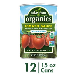 Take Root Organics No Salt Added Canned Organic Tomato Sauce, 15 oz Can (Pack of 12 Cans)