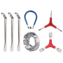 Frypay 6, teiliges Fahrrad, Reifenheber-Set, Fahrrad Speichenschlüssel Professionelle Felgenausrichtung mit Spanner,Ritzel-Entferner, Kassette Sicherungsring-Werkzeug Abzieher-Kit