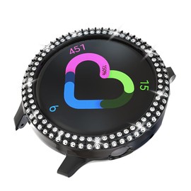 jojofuny Watch Protective Case Diamond Plating Full Coverage Frame Screen Protector for Watch Active Stylish Bumper Cover Black Easy Installation Scratch Shock Resistant