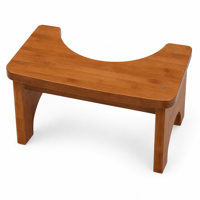 Bamboo Toilet Stool for Adults and Kids, 6.7-Inch Non-Slip Bathroom