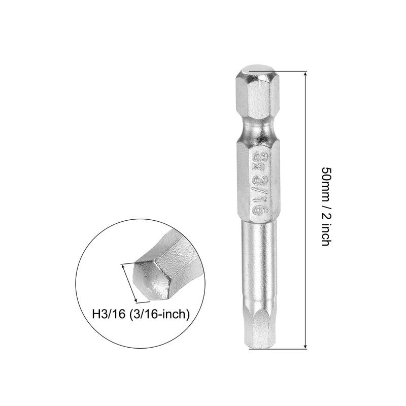 sourcing map 3/16" Magnetic Hex Head Screwdriver Bit, 1/4" Hex