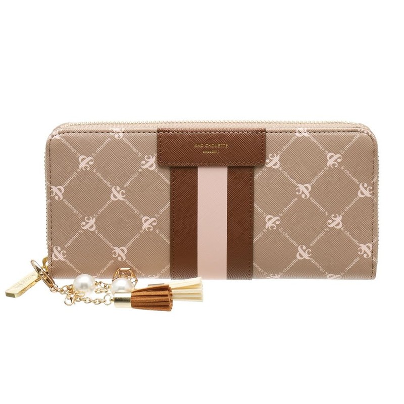 [ONLYOU] Chouette L-Shaped Round Zipper Monogram Center Line Long Wallet,