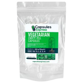 XPRS Nutra Clear Empty Capsules Sample Pack - Ten Each of Sizes 000, 00, 0, 1, 2, 3, 4 - Empty Capsules - Pill Capsule - Vegetarian Vegan Caps DIY Supplement Filling