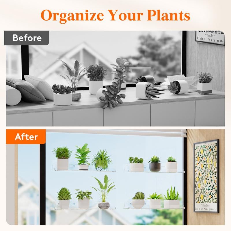 Lifewit 15" Acrylic Window Plant Shelves, 2-Pack Suction Cup Shelf