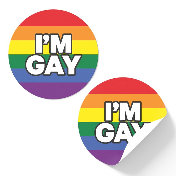 20 X I'm Gay Rainbow Pride Festival Stickers - Circle