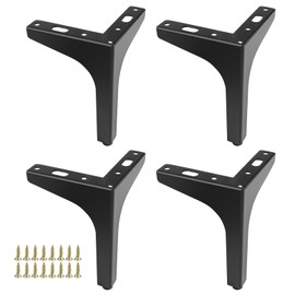 6 Inch Metal Furniture Legs - Set of 4 Modern Triangle Replacement Legs for Sofa, Dresser, Chair, Bed, Cabinet, Cupboard and DIY Couch Feet
