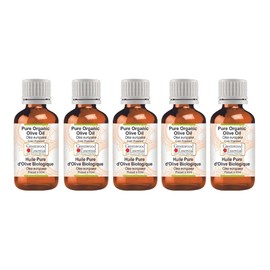 Greenwood Essential Pure Organic Olive Oil (Olea Europea) Natural Therapeutic Quality Cold Pressed (Pack of Five) 100 ml x 5 (16.9 oz)