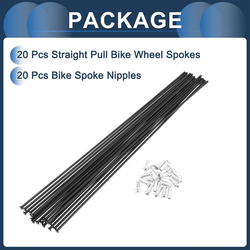 INFINAUTO 20 Set 14G Straight Pull Bicycle Spokes 221mm Straight