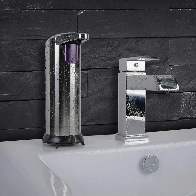 axentia Sensor Soap Dispenser, Plastic, Stainless Steel, Chrome-Plated, Silver, Approx.