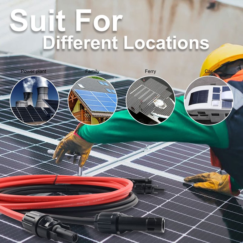 SGANGCAR Solar Extension Cable One Pair(30 Feet 10AWG) Solar Panel