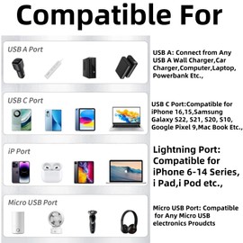 SETOLGH Multi Charging Cable,5FT 1 Pack MFi Certified 3 in 1 Multiple USB Charger Cable 66W Braided Universal Phone Charging Cord Compatible with iPhone16/15 Series,Type-C, Micro USB,Cell Phones