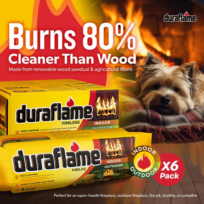 Duraflame 6-Pack Indoor/Outdoor Logs for Fireplace & Fire Pit, 3-Hour