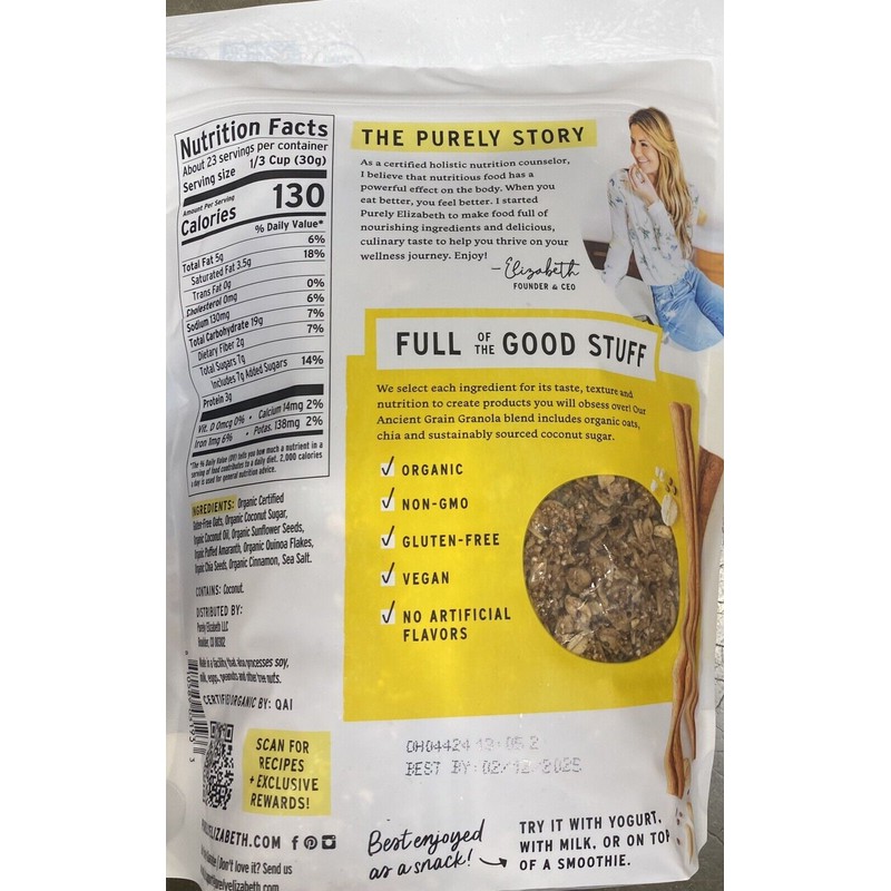 Purely Elizabeth ORGANIC Original SALTY SWEET Ancient Grain Granola 24