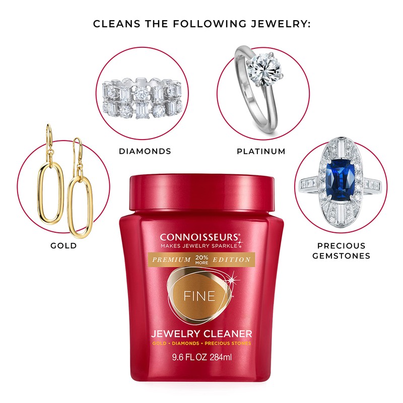 Connoisseurs Premium Edition Fine Jewelry Cleaner Solution for Gold, Diamonds,