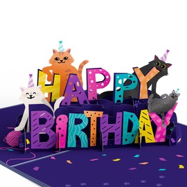 Lovepop Lovepop Birthday Pop-Up Card for Her, Him, Men, Women - 3D Animal Greeting Cards - Purrfect Birthday - 5" x 7" - Blank Notecard & Envelope Included
