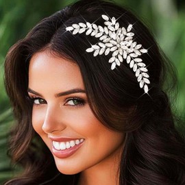 JEWEKY Bride Wedding Rhinestone Hair Comb Silver Bridal Crystal Hair Jewelry for Women