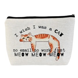 BornSiiren Cat Makeup Bag,Cosmetic Bag for Women, Large Capacity Toiletry Bag,Zipper Pouch, Travel Accessories Storage with Lining