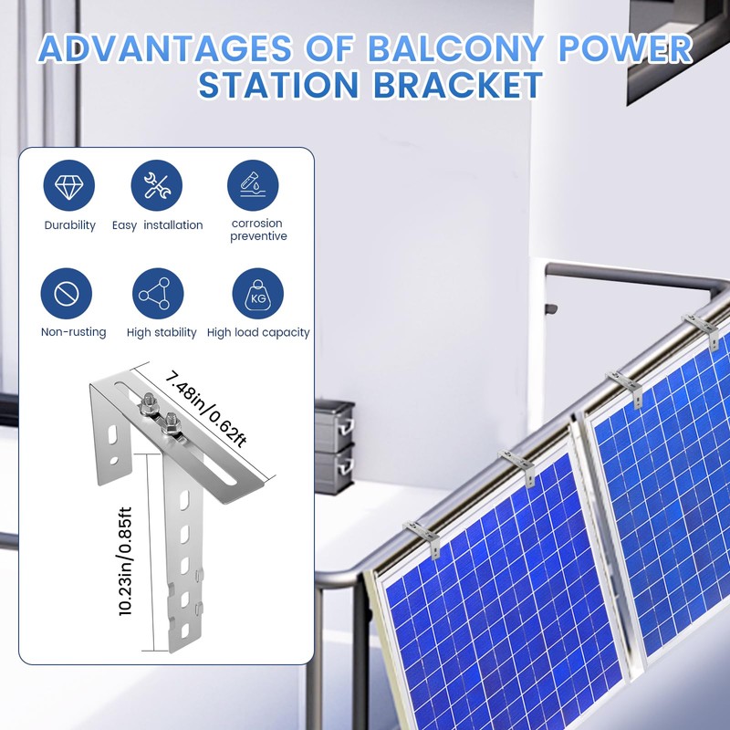 Adjustable Balcony Bracket for Solar Panels, Pack of 2 Solar