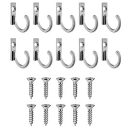 10 Pieces Antique Zinc Alloy Wall Mounted Delicate Small Hooks with Screws for Home, Hanging Keys, Towel, Hat, Kitchen, Accessories etc (Silver)