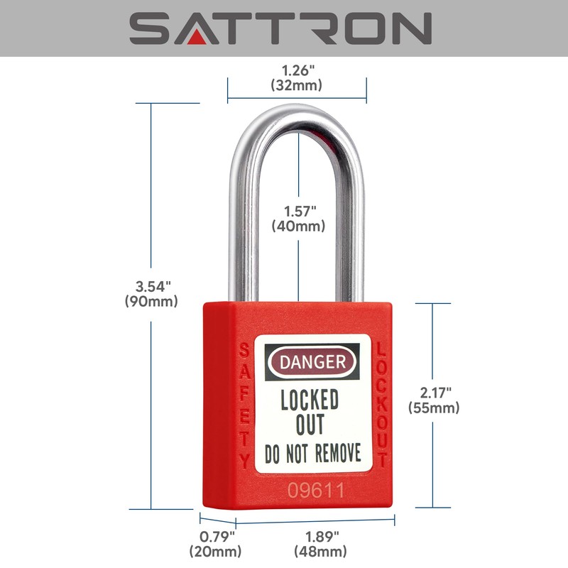 SATTRON Lockout Tagout Locks, 5 Red Safety Padlocks OSHA Compliant,