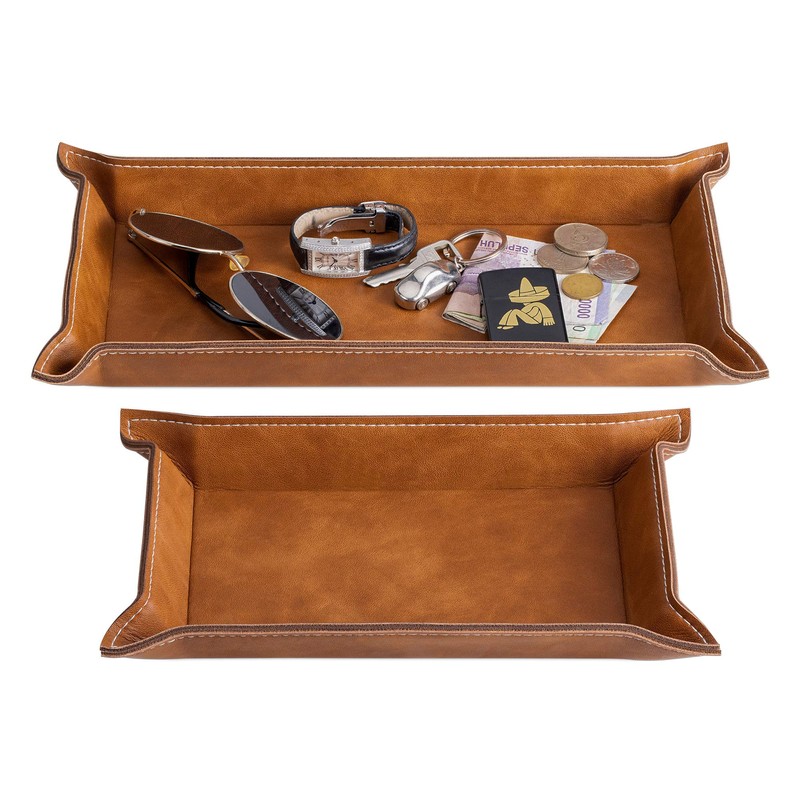 Navaris レザートレイ 2個セット 小物入れ トレー - ジュエリートレイ アクセサリー 鍵置き 卓上