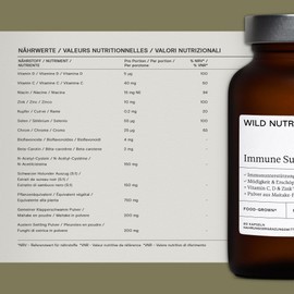 WILD NUTRITION Food-Grown® Immune Support | Natürliches Vitamin- und Mineralstoffpräparat zur Unterstützung des Immunsystems | Enthält Vitamin D und C, Zink, Kupfer und Selen - 60 Kapseln