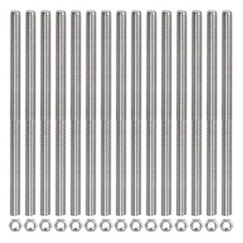 MECCANIXITY 24 Pack M6 x 200mm Fully Threaded Rod with 24 Pack Hex Nuts, 1mm Thread Pitch 304 Stainless Steel Right Hand Threaded Rods Bar Studs