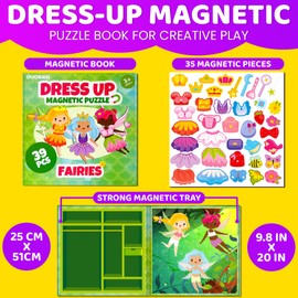 QUOKKA Magnetic Dress Up Dolls for Girls and Boys with 35 Magnetic Pieces, Creative Magnetic Play Set for Home & Travel, Perfect Magnetic Paper Dolls for Ages 3 and Up, Fine Motor Skills & Imagination