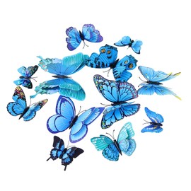 Somotersea - 24 piezas de decoración de pared de mariposa 3D, decoración de mariposa extraíble para habitación de niñas y fiesta de cumpleaños, color azul