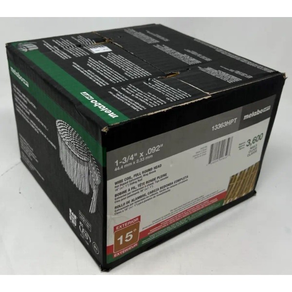 HITACHI 13363 1-3/4" X .092 Siding Coil Nail, Ring/HDG, Diamond