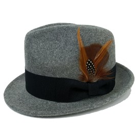 HEYANN Wide Brim Fedora Hat,Mens Trilby Hats Retro Womens Fedora100% Wool Felt Panama Unisex Casual Sun Jazz Hats (CA/US, Alpha, Large, X-Large, ShortBrim-Grey)