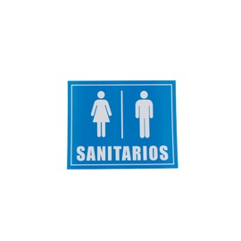 Letrero de Señalética “Sanitarios” 25x20 cm Vinil Sobre Estireno