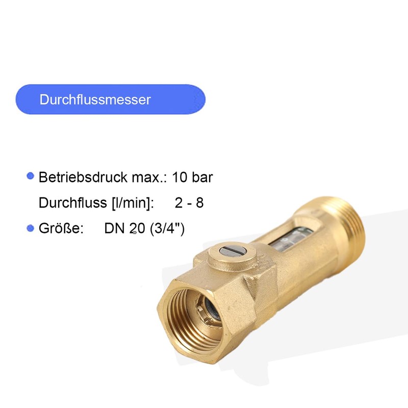 NICCOO Brass Flow Meter, External Thread 3/4 Inch/DN20 Flow Rate