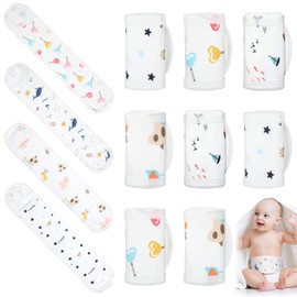Seematn 8 Pcs Cartoon Cotton Baby Infant Umbilical Cord Belly Bands Belly Protector Baby Belly Button Band Bellies Umbilical Hernia Belt Soft Newborn Navel Belt for 0-12 Months, 4 Styles