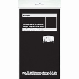 Black Solid Round Plastic Table Cover (84") 1 Count - Elegant Design & Premium Quality, Ideal For Parties, Events & Everyday Use