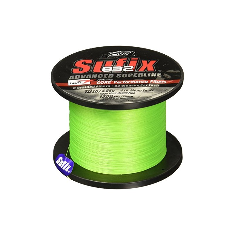 Sufix 832 Braid Line-1200 Yards (Neon Lime, 20-Pound)