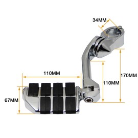 TCT-MOTORPARTS Chrome Long Highway Foot Pegs Adjustable Fit For Harley Road King Softail Sportster Electra Road Glide Street Glide 1-1/4" Bars