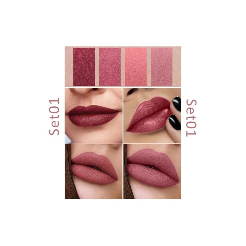 4 PCS Labiales, Balsamo Labial, Labial Hidratante, Mate Lápiz Labials,