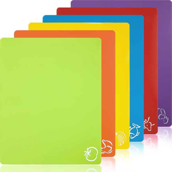 Cutting Boards for Kitchen  6 PCS Cutting Board Set BPA Free Plastic Cutting Boards Non Slip Cutting Mats for Meat and Vegetables Dishwasher Safe