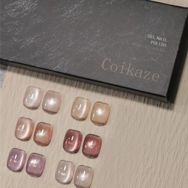 Coikaze Magnetic Nails, Ultra Fine Particles, Gel Nails, Magnets, Color Gel, Magnetic Nails, Cat Eye, Cat Eye, UV/LED Compatible, 6 Color Set, 0.2 fl oz (5.2 ml), Self Nail, Gel Nail Set (Nude Rose