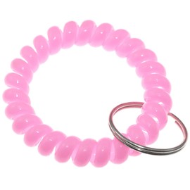 Lind Kitchen 6PCS Spring Spiral Wrist Coil Key Chain, Plastic Spring Hand Ring Key Ring (Flat Wire), Wristband Key Ring, Pink