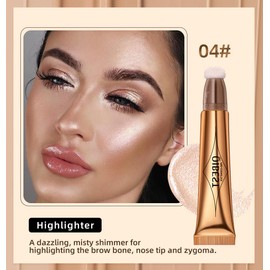 Liquid Contour Beauty Wand, Highlighter and Bronzer Stick with Cushion Applicator Attached Easy to Blend, Long Lasting & Smooth Natural Matte Finish, Lightweight Super Silky Cream Contour Face Illuminator Makeup Stick (4# Highlight)