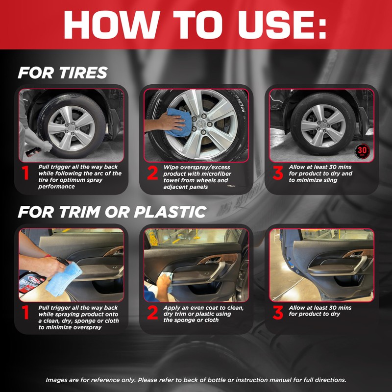 Black Magic 120230 Tire Trim Plastic Dressing, Medium Shine, Streak-Free,