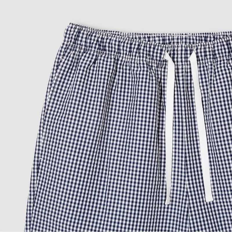 JAJU Seersucker Check 5-Length Lounge Pants_Light Navy