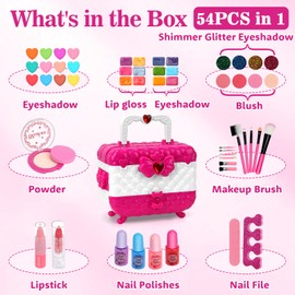 Flybay Kids Makeup Kit for Girls, Washable Kids Makeup Toys for Girls, Real Little Girls Makeup Kit Kids Toys, Princess Toddler Makeup Kit Christmas Birthday Gifts for Girls Age 3-12