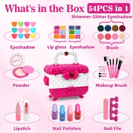 Flybay Kids Makeup Kit for Girls, Washable Kids Makeup Toys for Girls, Real Little Girls Makeup Kit Kids Toys, Princess Toddler Makeup Kit Christmas Birthday Gifts for Girls Age 3-12