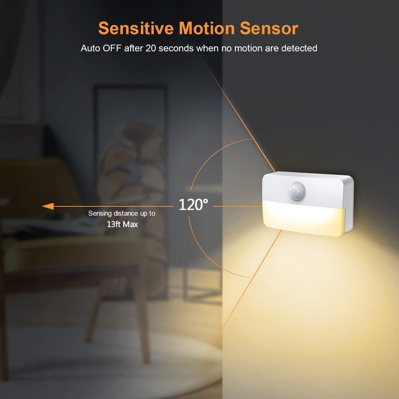 【4 Pack】 Motion Sensor Night Light, Stick-On Motion Sensor Lights