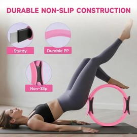 ASIEIT Pilates Kit, Pilates Ring Essentials Kit for Women with 9.8” Ball, Resistance Bands, Magic Circle, Fitness Accessories for Home Workout Pink