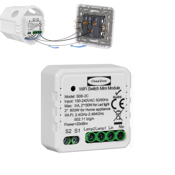 Intelligenter WiFi-Relaisschalter, Stromversorgung neutral, kabelloser Umschalter Smart Switch Modul, oum